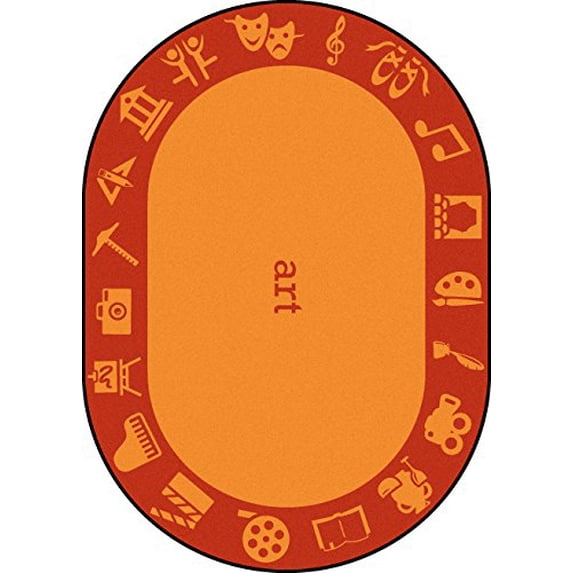 Joy Carpets 1912DD-05 7 ft. 8 in. x 10 ft. 9 in. Steam Classroom Kid Essentials Oval Rug Art