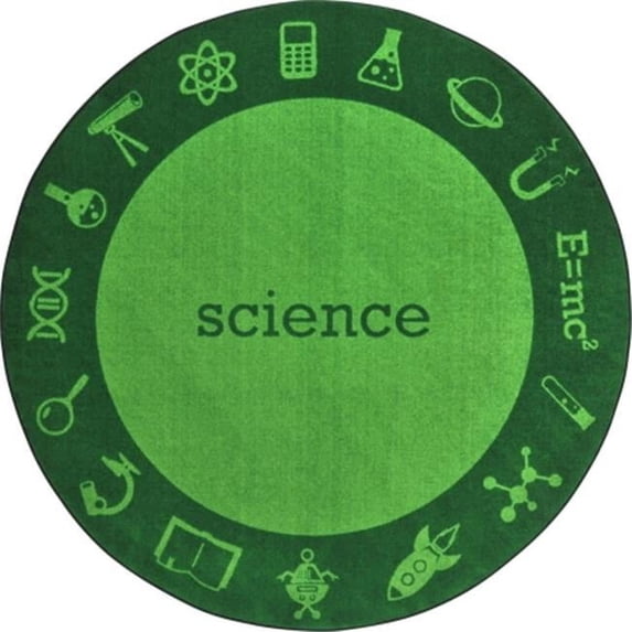 Joy Carpets 1912E-01 Science Stem Classroom Seating Round Rug Green - 7 ft. 7 in.