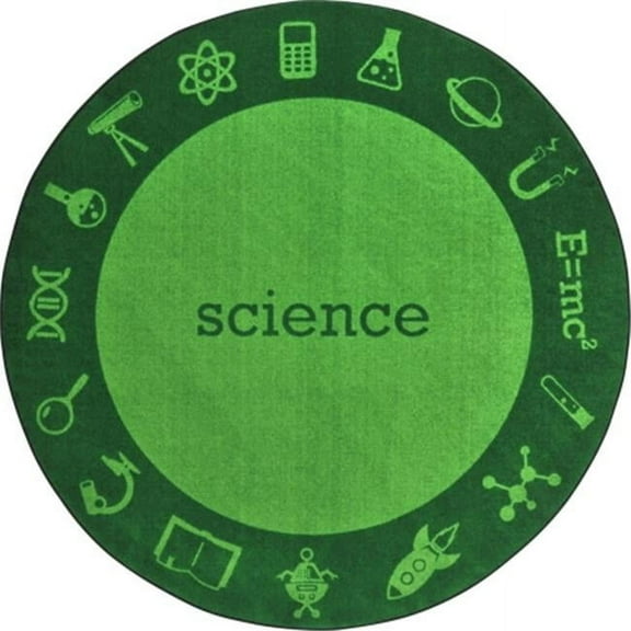 Joy Carpets 1912E-01 Science Stem Classroom Seating Round Rug Green - 7 ft. 7 in.