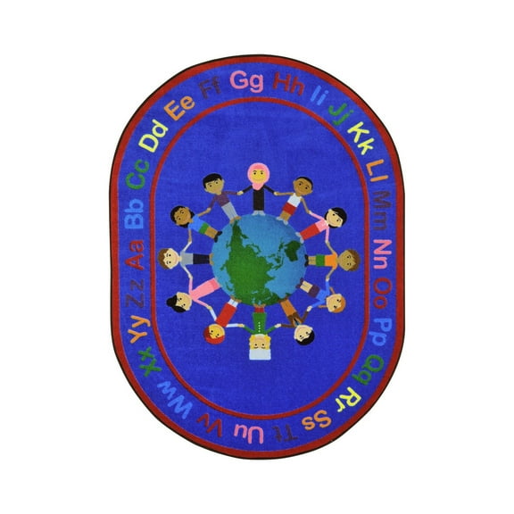 A World of Friends, 5'4" x 7'8" Oval, Multicolor