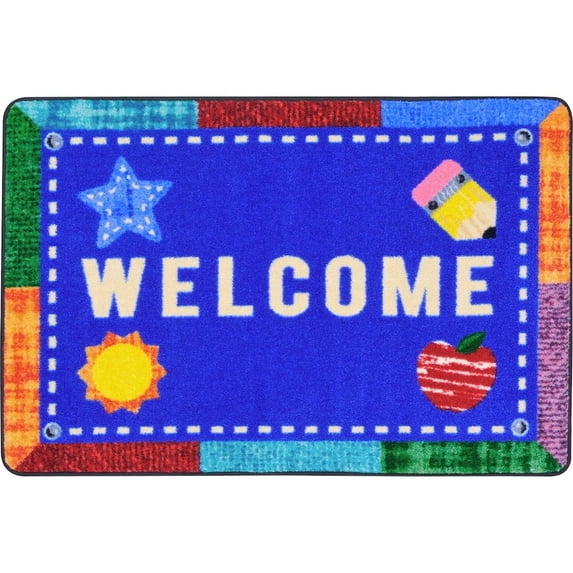 Joy Carpets Kid Essentials Alphabet Upcycle 2'8" x 3'10" Area Rug in Color Multi