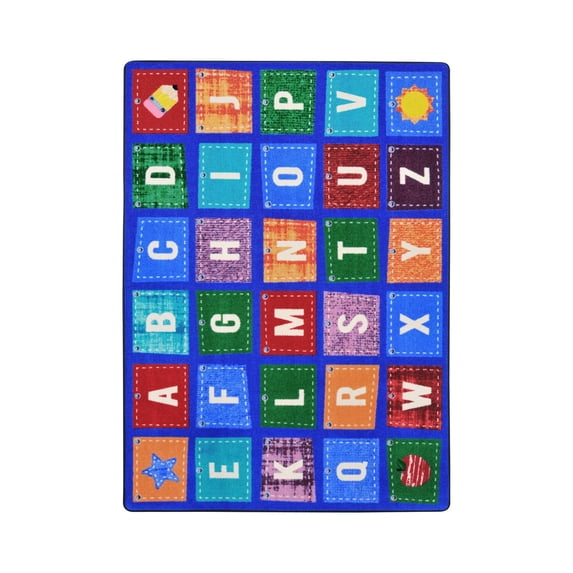 Alphabet Upcycle 5'4" x 7'8" area rug in color Multi