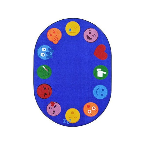 Joy Carpets Kid Essentials Emoji Edge 7'8" x 10'9" Area Rug in Color Multi