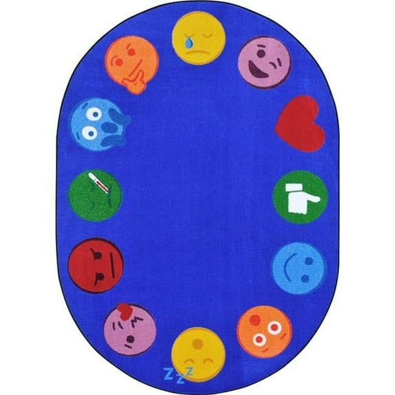 Joy Carpets 1940D 7 ft. 8 in. x 10 ft. 9 in. Emoji Edge Kid Essentials Rectangle Rug Multicolor