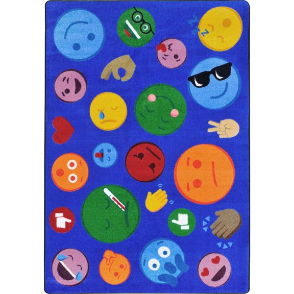 Joy Carpets Kid Essentials Shake 'Em Up Emojis 5'4" x 7'8" Area Rug in Color Multi