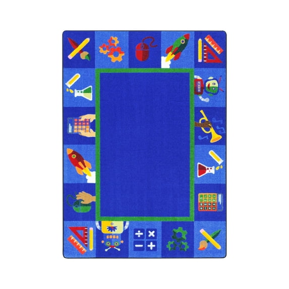 Full STEAM Ahead 7'8" x 10'9" Area Rug In Color Multi-Color:Multi,Material:Nylon