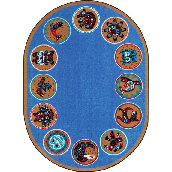 Joy Carpets Kid Essentials The Circle 78" x 109" Oval Indoor Area Rug in Color Multi