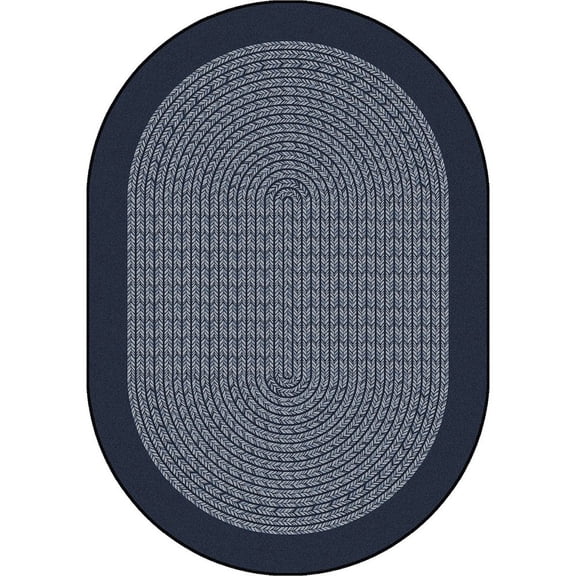 Joy Carpets Kid Essentials Like Home 7'8" x 10'9" Oval Area Rug in Color Navy