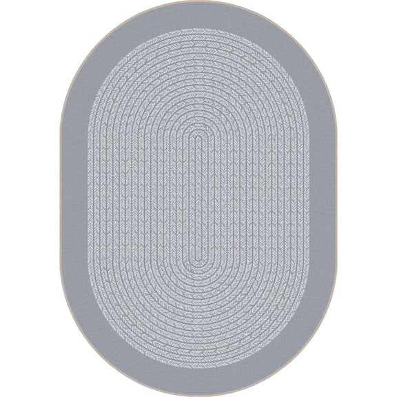 Joy Carpets Kid Essentials Like Home 7'8" x 10'9" Oval Area Rug in Color Silver