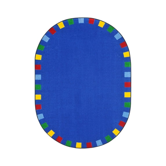On the Border 7'8" x 10'9" Oval Area Rug In Color Brights-Color:Brights,Material:Nylon