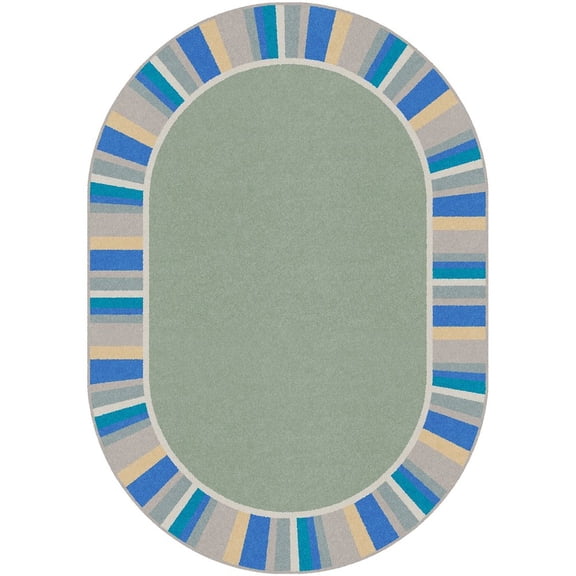 Joy Carpets Kid Essentials Off the Cuff 5'4" x 7'8" Oval Area Rug in Color Sage