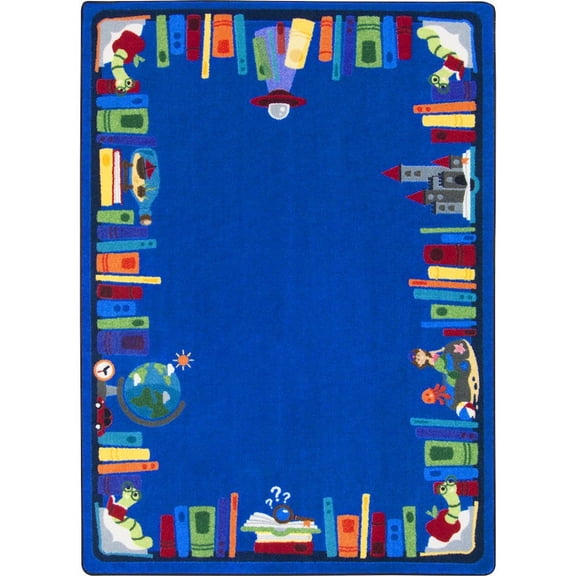 Joy Carpets Kid Essentials Discovery Books 7'8" x 10'9" Area Rug in Color Multi