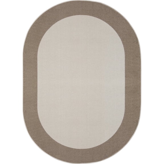 Joy Carpets Kid Essentials Easy Going 5'4" x 7'8" Oval Area Rug in Color Neutral