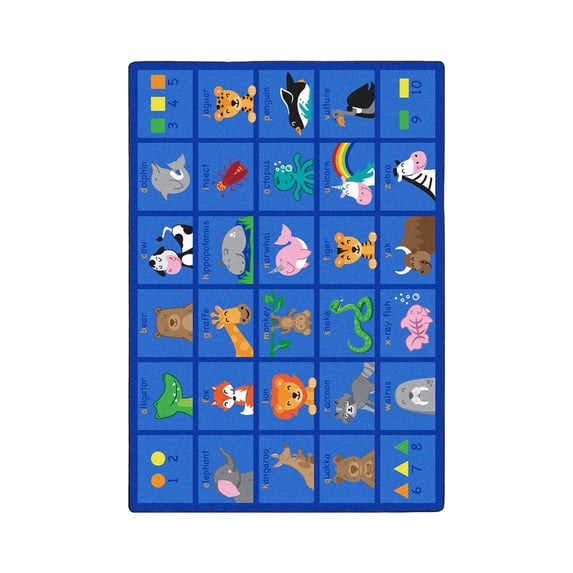Joy Carpets Kid Essentials Friendly Phonics Animals Multi 5'4" x 7'8"