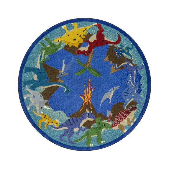 Dino Parade 7'7" Round Area Rug In Color Multi-Color:Multi,Material:Nylon