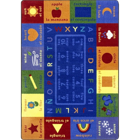 Joy Carpets Kid Essentials First Words 7'8" x 10'9" Area Rug in Color Multi