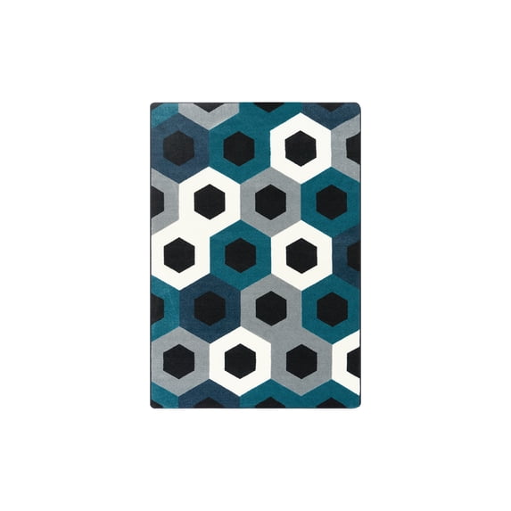 Hexed 3'10" x 5'4" Area Rug In Color Sapphire-Color:Sapphire,Material:Nylon