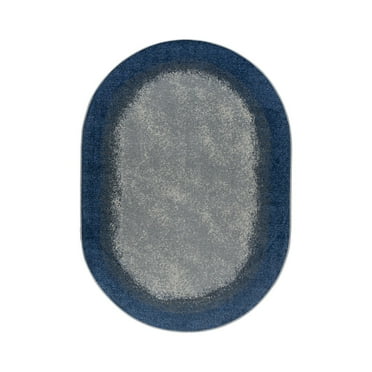 Joy Carpets 2086CC-02 5 ft. 4 in. x 7 ft. 8 in. Urban Edges Children Oval Rug  Marine