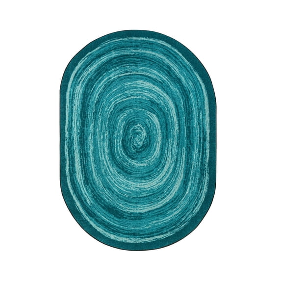 Feeling Fun 5'4" x 7'8" Oval area rug in color Teal