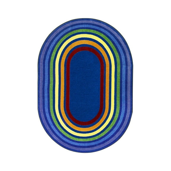 Rainbow Rings 5'4" x 7'8" Oval Area Rug In Color Multi-Color:Multi,Material:Nylon