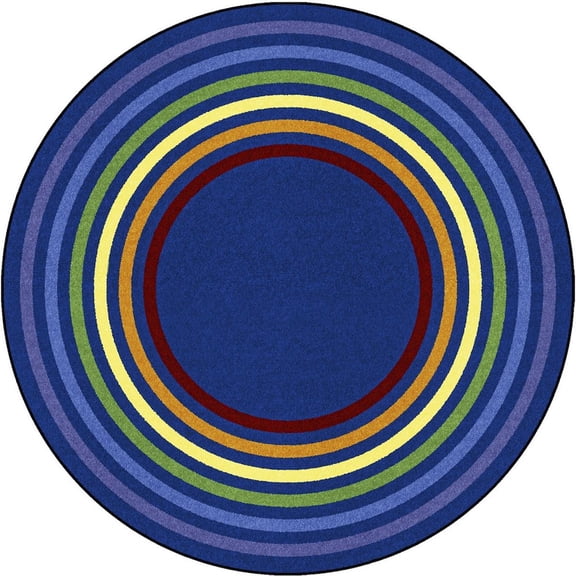 Rainbow Rings 5'4" Round area rug in color Multi