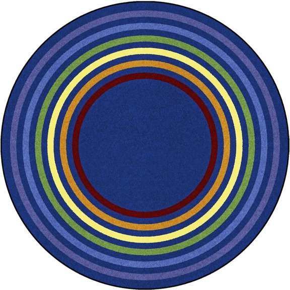 Joy Carpets Kid Essentials Rainbow Rings 13'2" Round Area Rug in Color Multi
