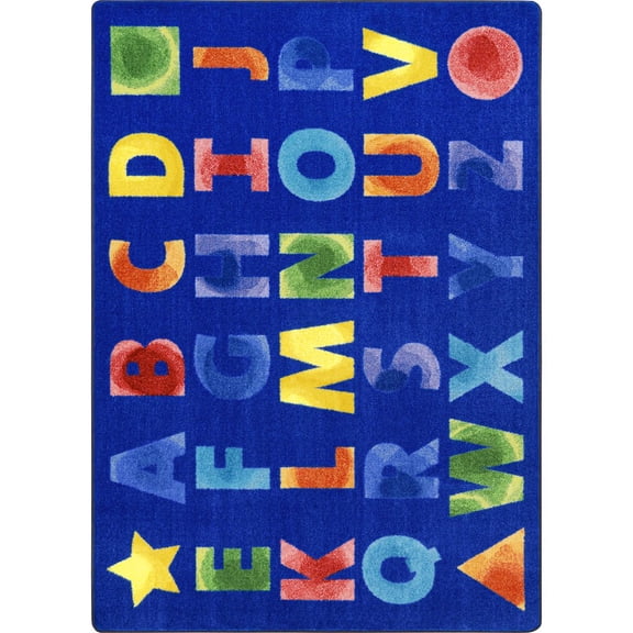Joy Carpets Kid Essentials Watercolor Alphabet 5'4" x 7'8" Area Rug in Color Rainbow