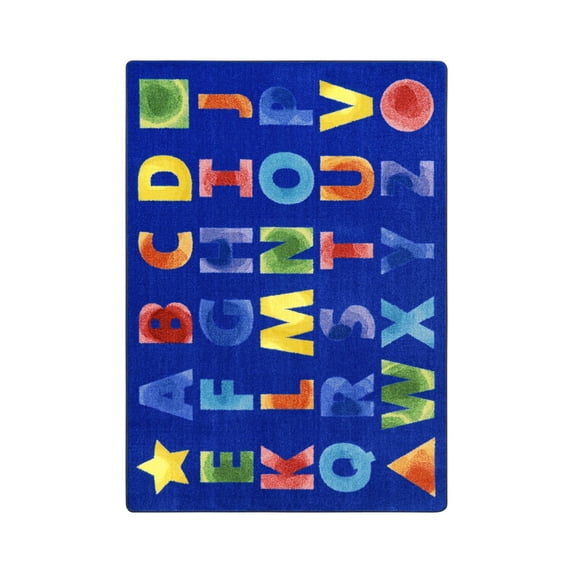 Joy CarpetsWatercolor Alphabet 5'4" x 7'8" area rug in color Rainbow-Color:Rainbow,Material:Nylon