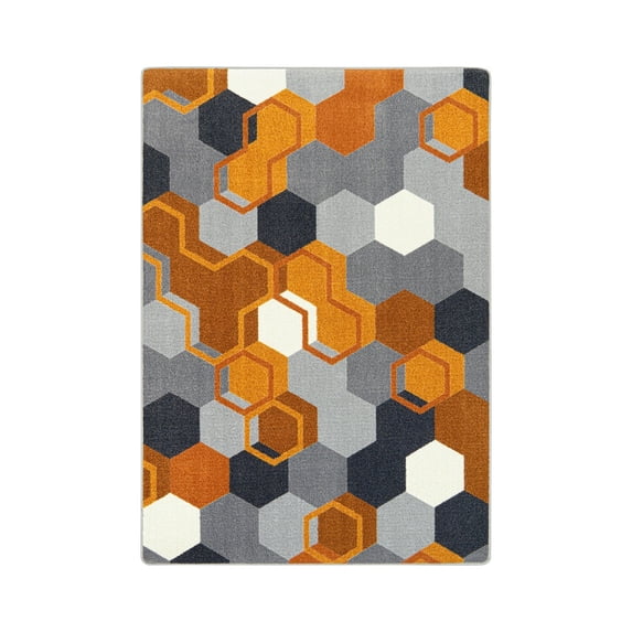 Joy Carpets Kid Essentials Team Up 78" x 109" Indoor Area Rug in Color Orange