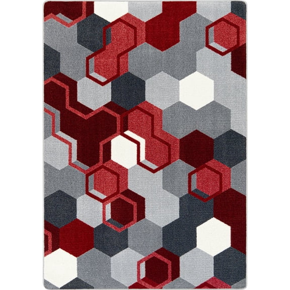 Joy Carpets Kid Essentials Team Up 7'8" x 10'9" Area Rug in Color Red