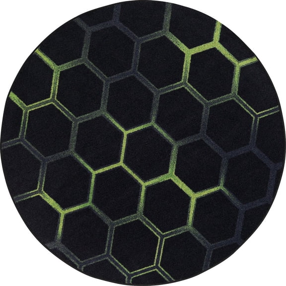 Joy Carpets Kid Essentials Breakout 7'7" Round Area Rug in Color Emerald