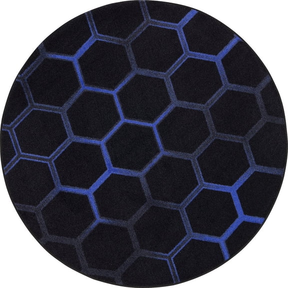 Joy Carpets Kid Essentials Breakout 5'4" Round Area Rug in Color Sapphire