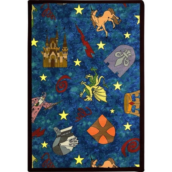 Joy Carpets 3 ft. 10 in. x 5 ft. 4 in. Playful Pattern-Childrens Rectangle Mythical Kingdom Area Rug Multicolor