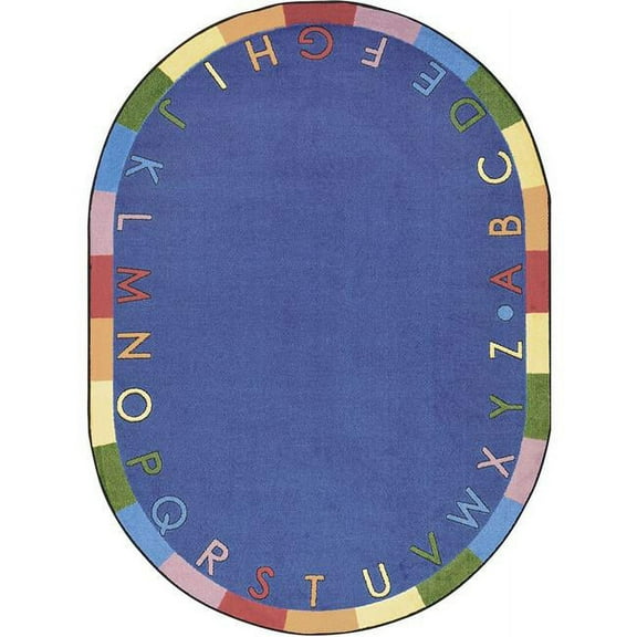 Joy Carpets 3 ft. 10 in. x 5 ft. 4 in. Rainbow Alphabet Oval Area Rug Pastel