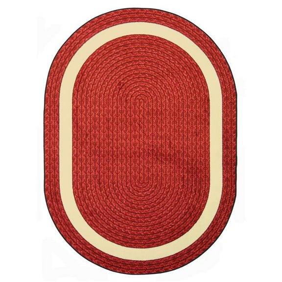 Joy Carpets 3 ft. 10 in. x 5 ft. 4 in. Sharing Circle Oval Area Rug Red