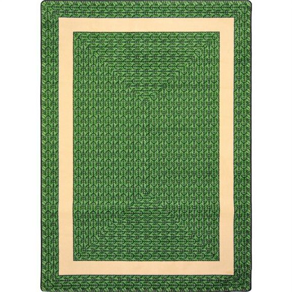 Joy Carpets 3 ft. 10 in. x 5 ft. 4 in. Sharing Circle Rectangle Area Rug Green