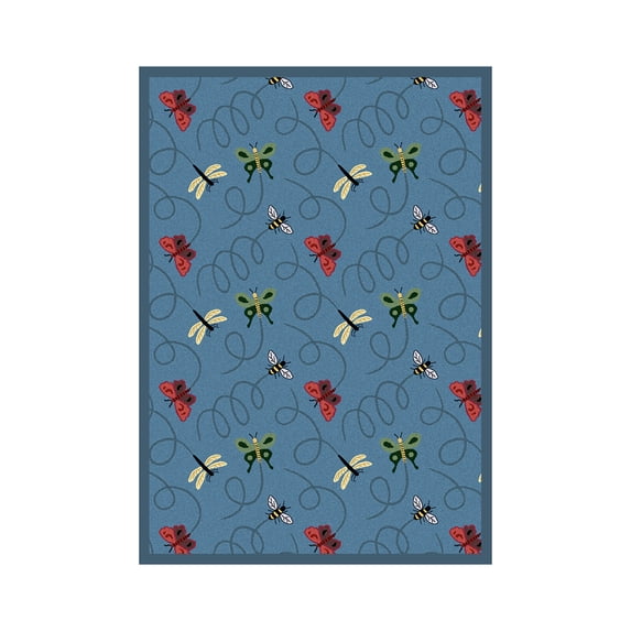 Joy Carpets Kaleidoscope Wing Dings 54" x 78" Indoor Area Rug in Color Blue