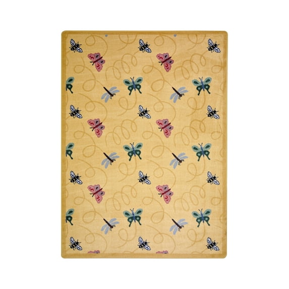 Joy Carpets 432C-03 Wing Dings Gold 5 ft.4 in. x 7 ft.8 in. WearOn Nylon Machine Tufted- Cut Pile Nature Rug