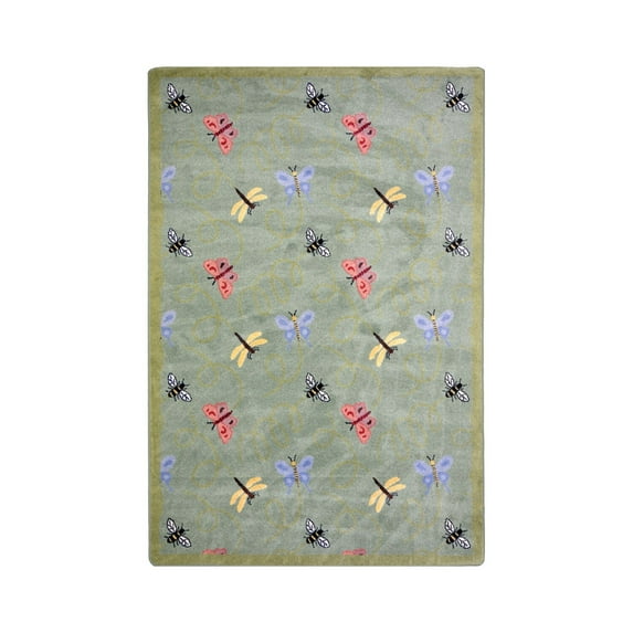 Kaleidoscope - Whimsical Area Rugs Wing Dings - Rectangle - 7'8" x 10'9" - Green