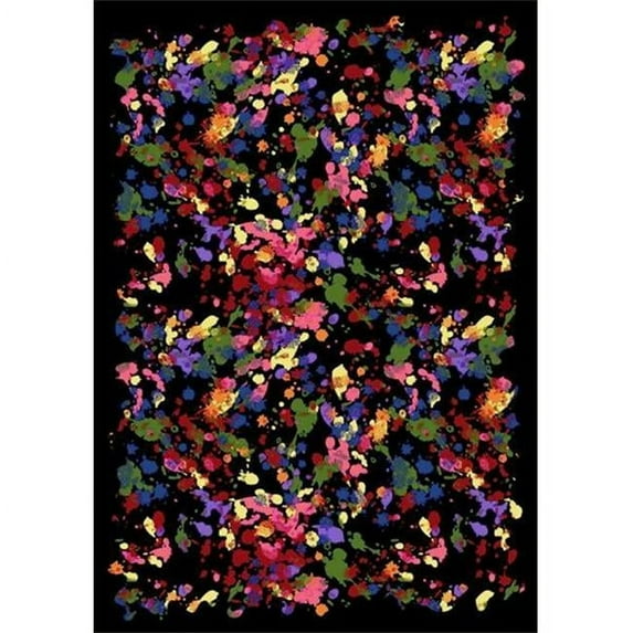 Joy Carpets 445Q Splatter Paint 6 ft. x 9 ft. 100 Pct. Nylon Machine Tufted- Cut Pile Fluorescent Rug