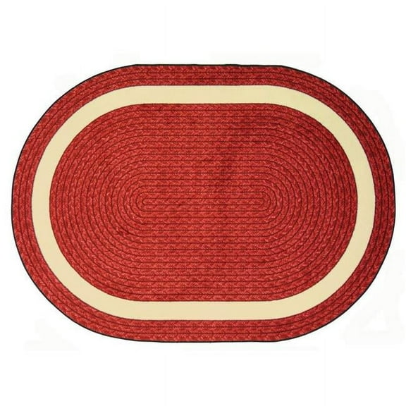 Joy Carpets 5 ft. 4 in. Sharing Circle Round Area Rug Red