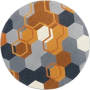 Joy Carpets Kid Essentials Team Up 54" Round Area Rug in Color Orange
