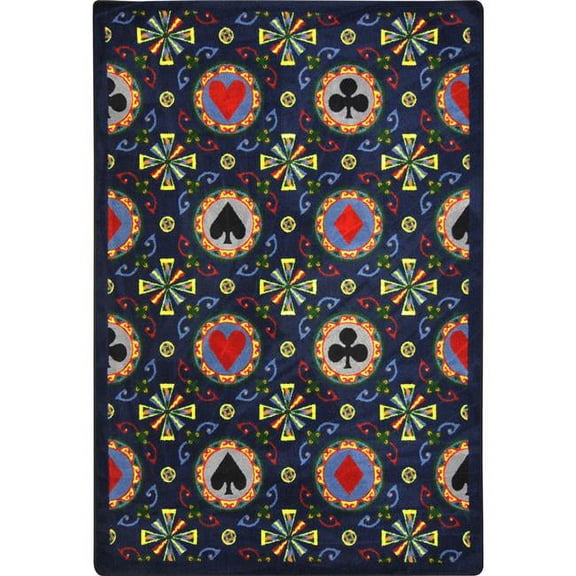 Games People Play - Gaming & Sports Area Rugs Stacked Deck, 5'4" x 7'8", Navy