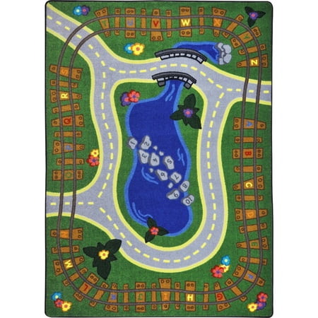 Joy Carpets Kid Essentials Alphabet Express 7'8" x 10'9" Area Rug in Color Multi