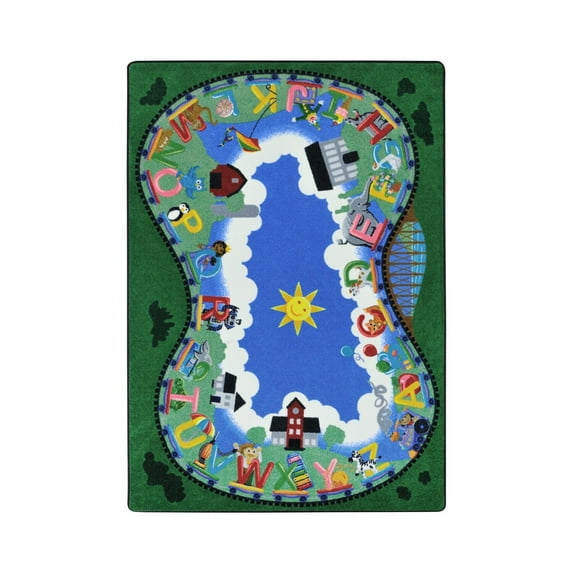 Alphabet Railway Alphabet Railway, 7'8" x 10'9", Multicolor