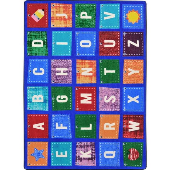 Joy Carpets  7 ft. 8 in. x 10 ft. 9 in. Alphabet Upcycle Kid Essentials Rectangle Rug Multicolor
