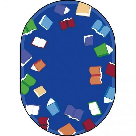 Joy Carpets 7 ft. 8 in. x 10 ft. 9 in.Fly Away with Reading Oval Area Rug Multi Color