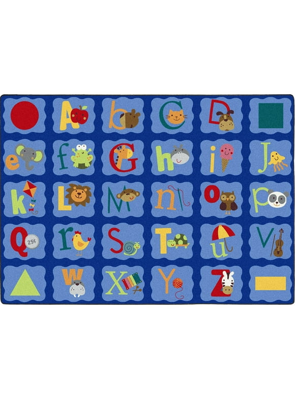 Joy Carpets Alphabet Blues 7'8" x 10'9" Area Rug In Color Multi