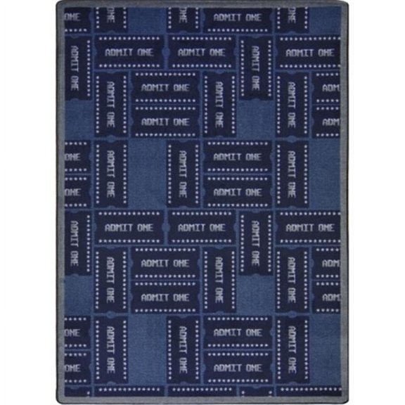 Joy Carpets  Any Day Matinee Admit One Rectangle Theater Area Rugs 04 Blue - 5 ft. 4 in. x 7 ft. 8 in.