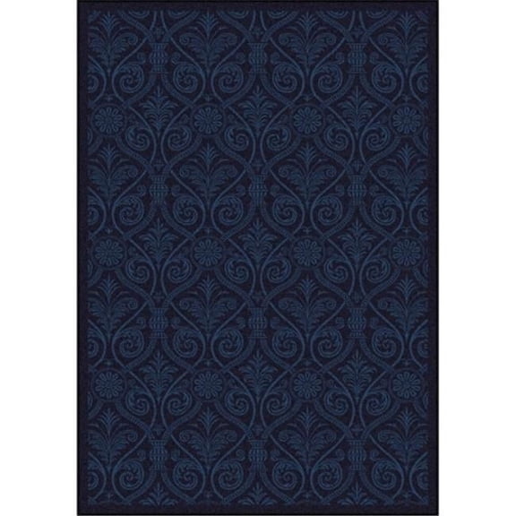 Joy Carpets  Any Day Matinee Damascus Rectangle Theater Area Rugs 04 Navy - 3 ft. 10 in. x 5 ft. 4 in.